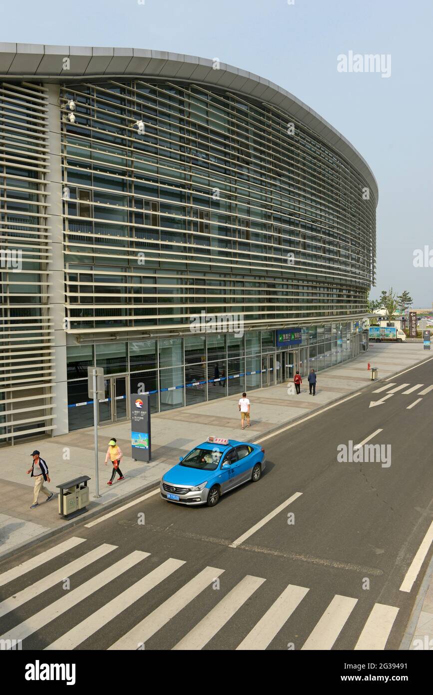 The harbour building at Weihai in Shandong province, China Stock Photo ...