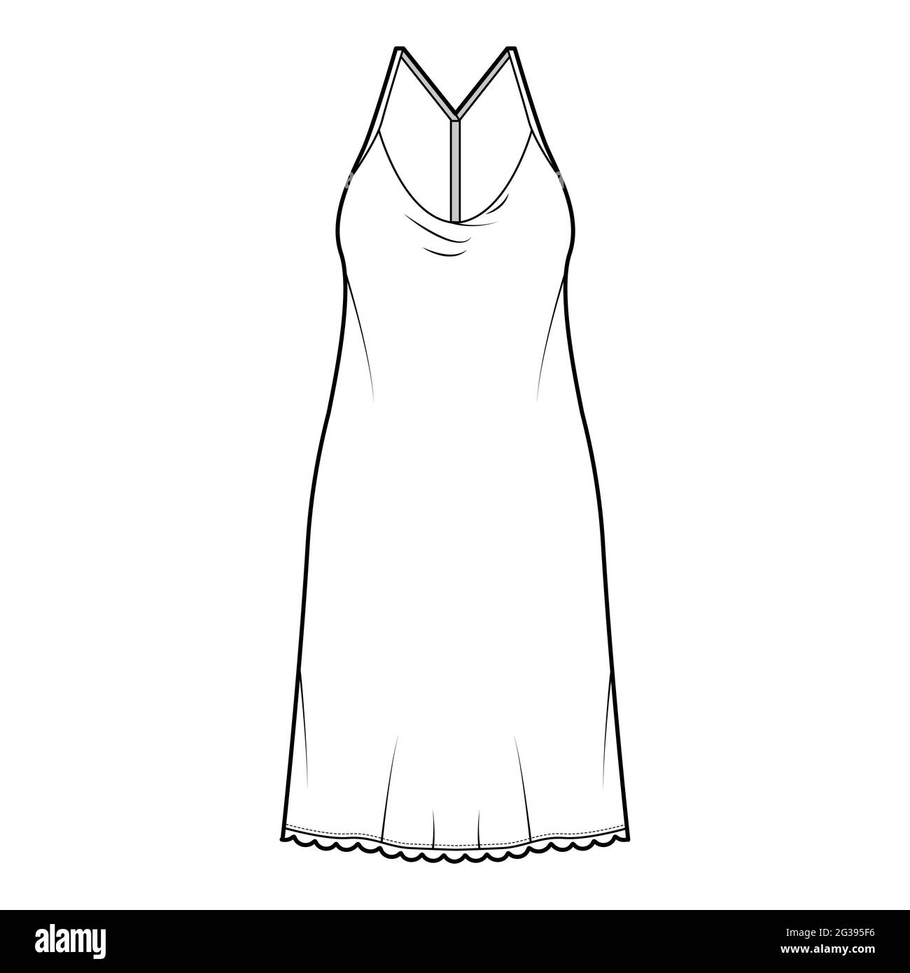 Premium Vector  Fashion technical drawing of spaghetti strap high slit  dress