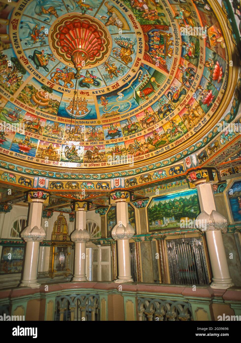 MUMBAI, INDIA - Interior ceiling of Jain Temple, built 1904, in Malabar area. Stock Photo