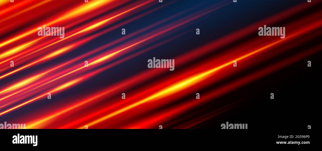 Glowing line banner. Gaming background. Light and stripes moving fast. Stock Photo