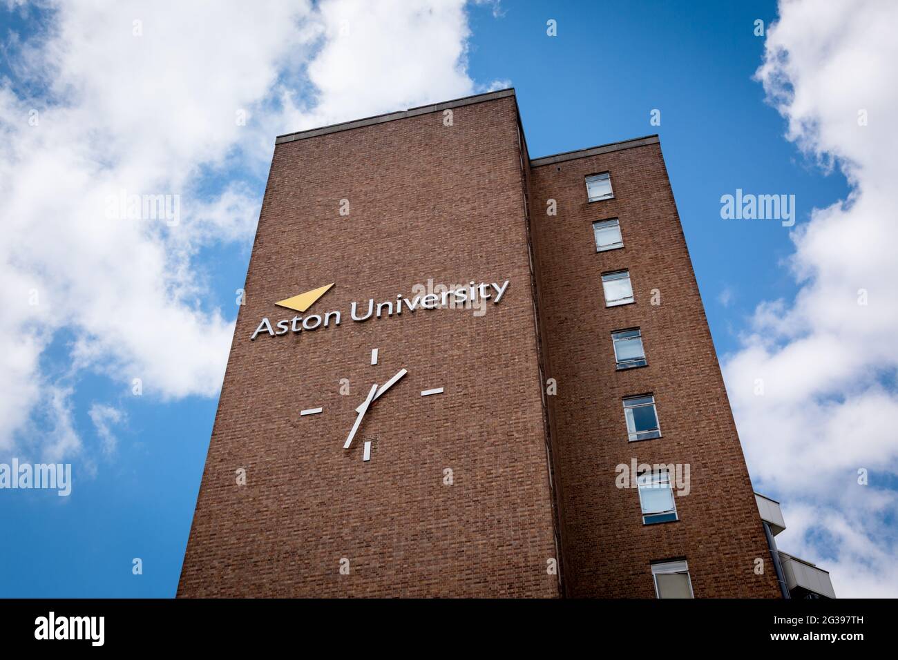 Aston University building clock tower, Birmingham, UK 2021 Stock Photo