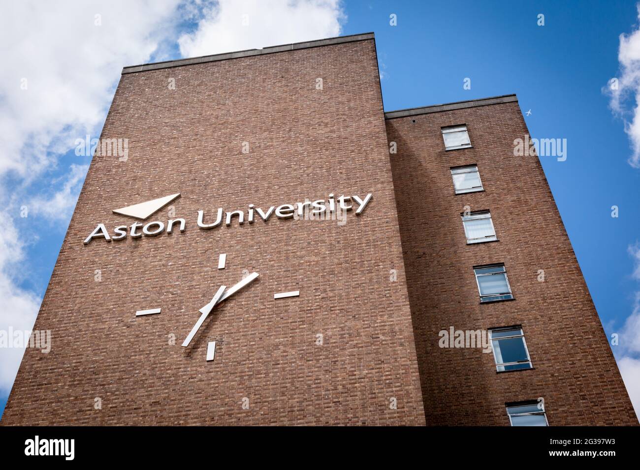 Aston University building clock tower, Birmingham, UK 2021 Stock Photo