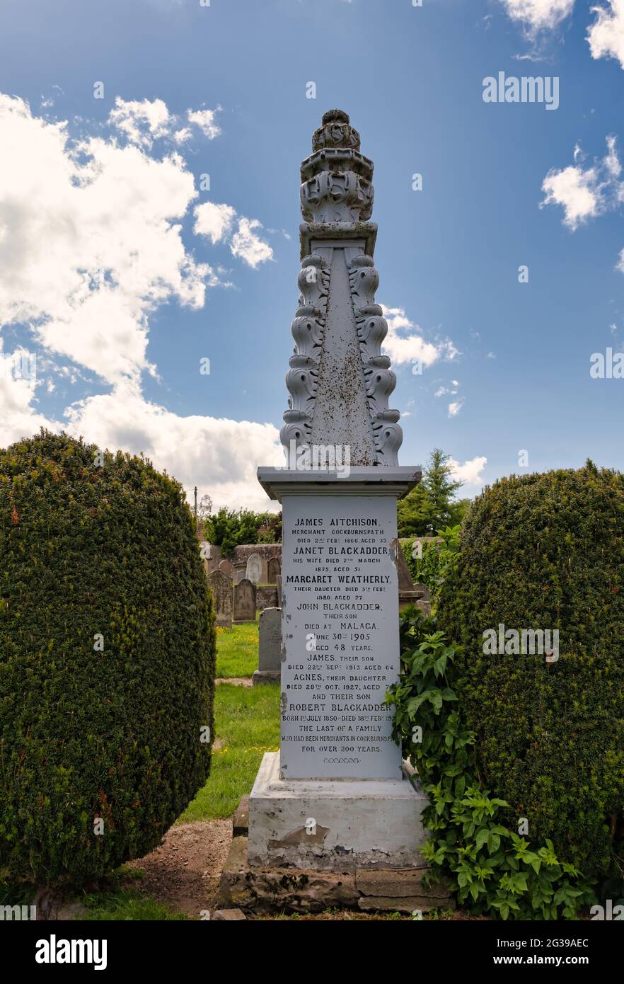 Unusual old family memorial grave and gravestone, Cockburnspath churchyard cemetery