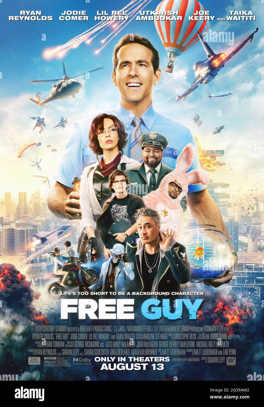 FREE GUY US poster with updated release date of August 13 2021 from