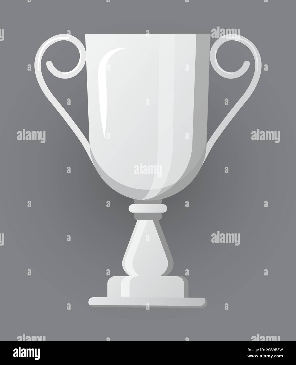 Silver cup soccer, ball vector . Tournament, champion prize are shown