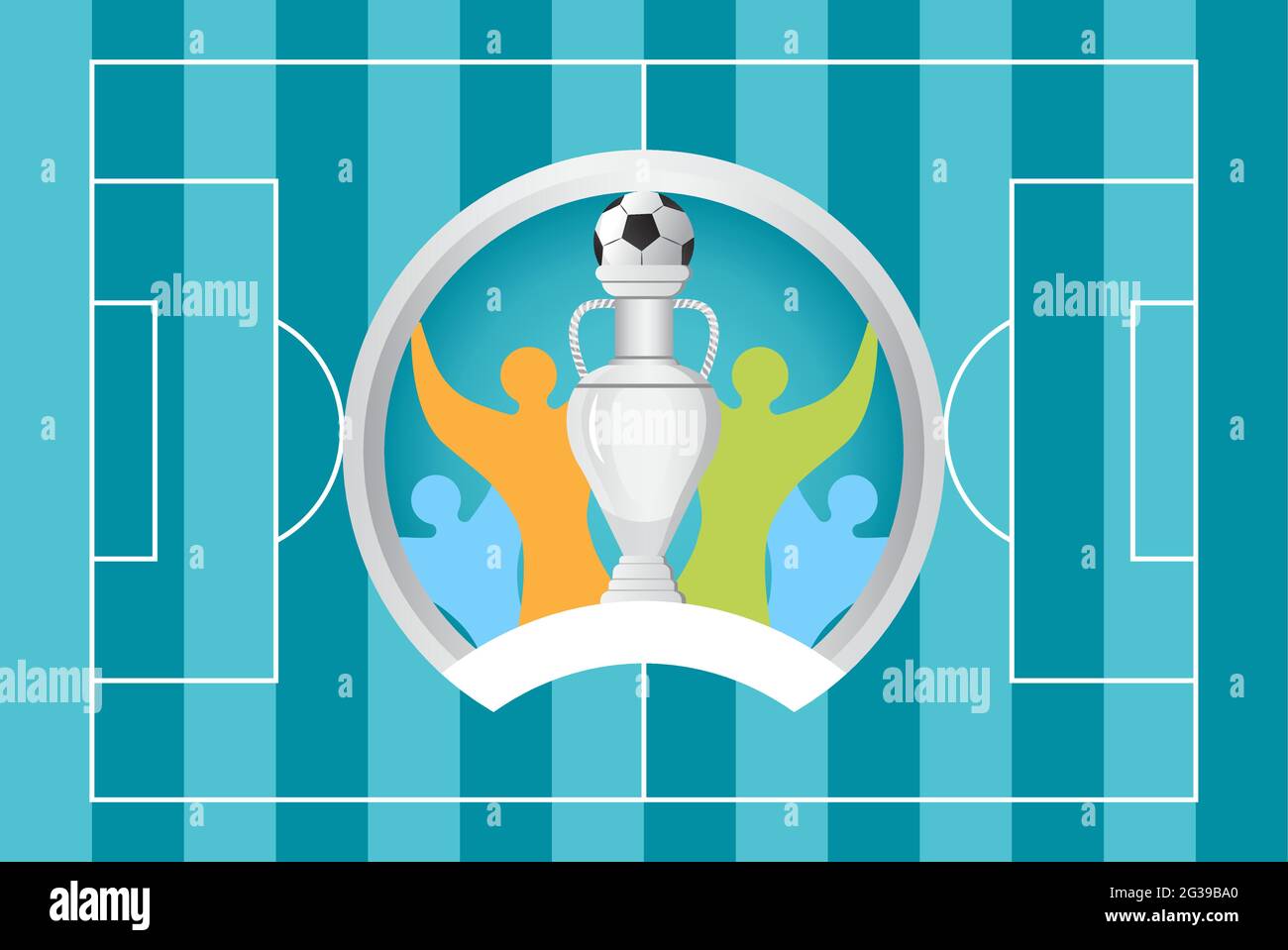 European football 2020, 2021 tournament final concept vector. Silver