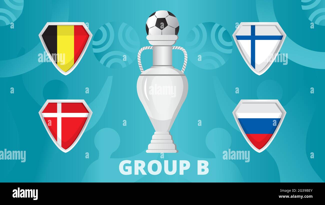 Group B Of European Football Tournament Final Concept Vector European Soccer Champion Cup Are Shown Shields With The Flag Of Denmark Finland Stock Vector Image Art Alamy Group B Of European Football Tournament Final Concept Vector European Soccer Champion Cup Are Shown Shields With The Flag Of Denmark Finland Stock Vector Image Art Alamy
