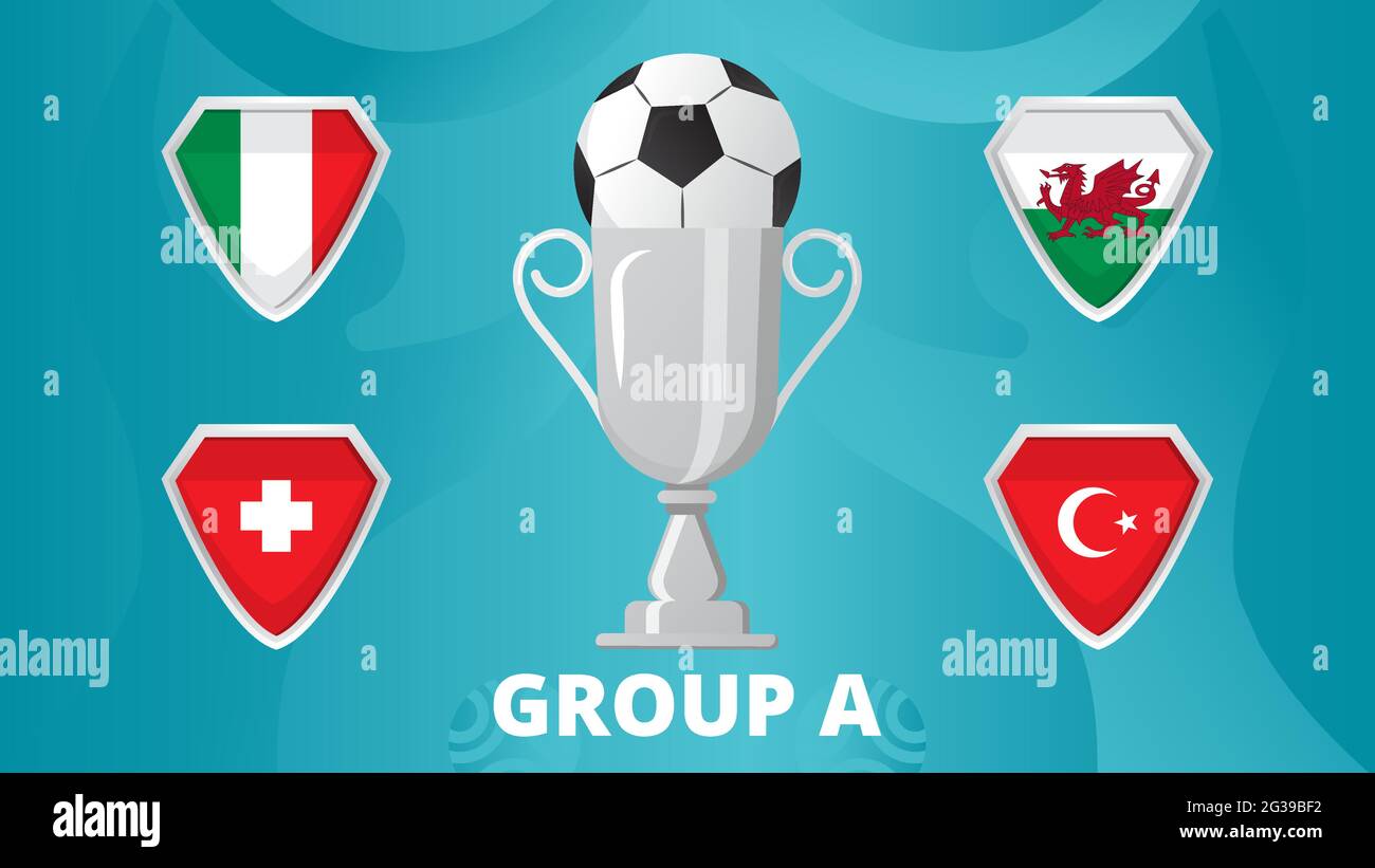 Group A Of European Football Tournament Final Concept Vector European Soccer Champion Cup Are Shown Shields With The Flag Of Turkey Switzerlan Stock Vector Image Art Alamy Group A Of European Football Tournament Final Concept Vector European Soccer Champion Cup Are Shown Shields With The Flag Of Turkey Switzerlan Stock Vector Image Art Alamy