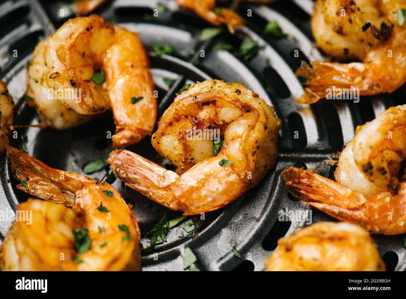Golden shrimp cooked in an air fryer Stock Photo Alamy
