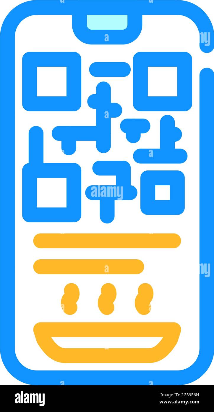 qr code to receive food in canteen color icon vector illustration Stock