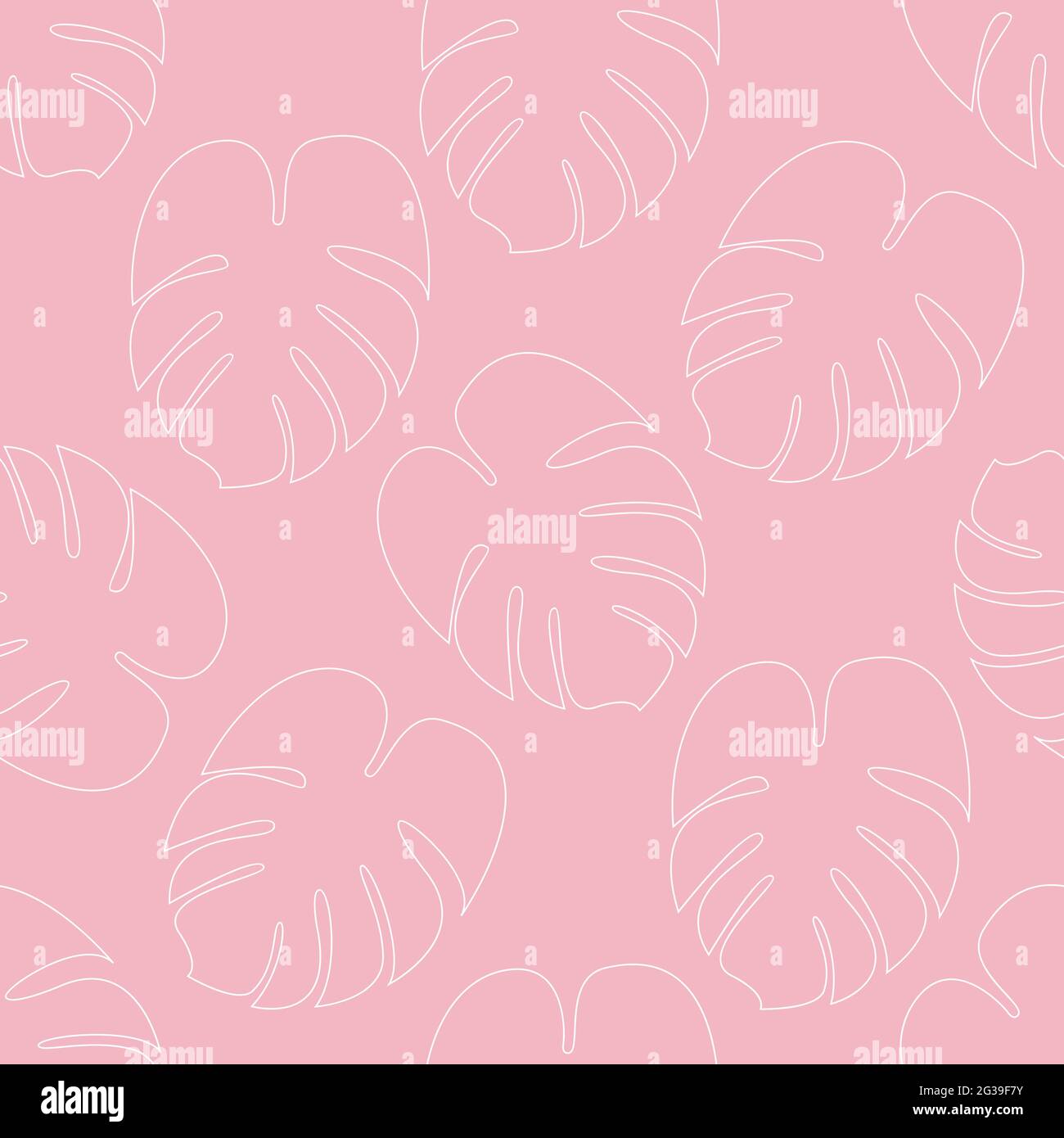 Monstera seamless pattern in outline style Stock Vector