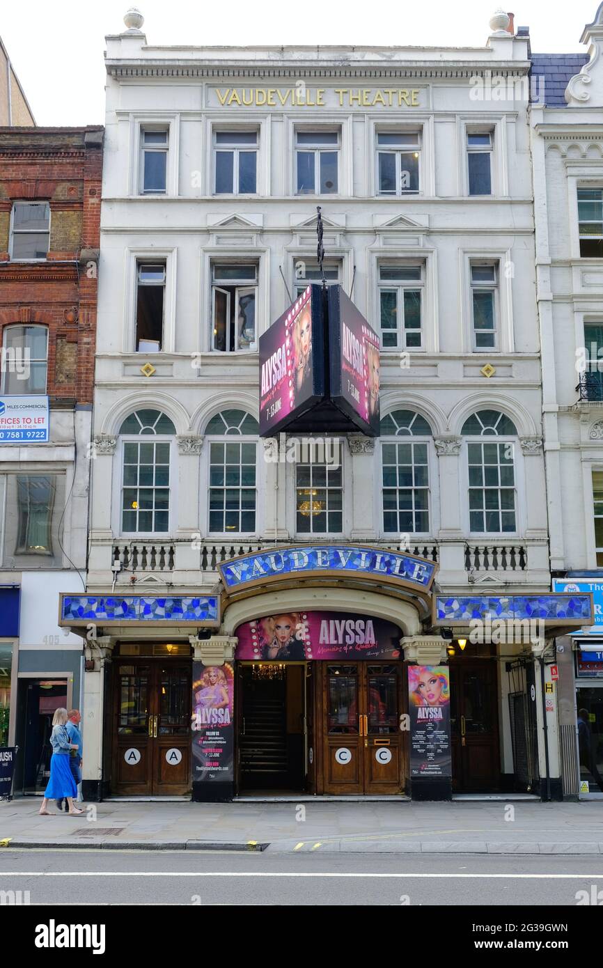 Vaudeville Theatre in Covent Garden, showing Alyssia, Memoirs of a Queen. Stock Photo