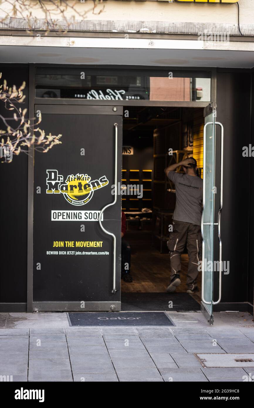 MUNICH, GERMANY - Jun 12, 2021: Dr. Martens store in Munich opening soon,  workers building the store Stock Photo - Alamy