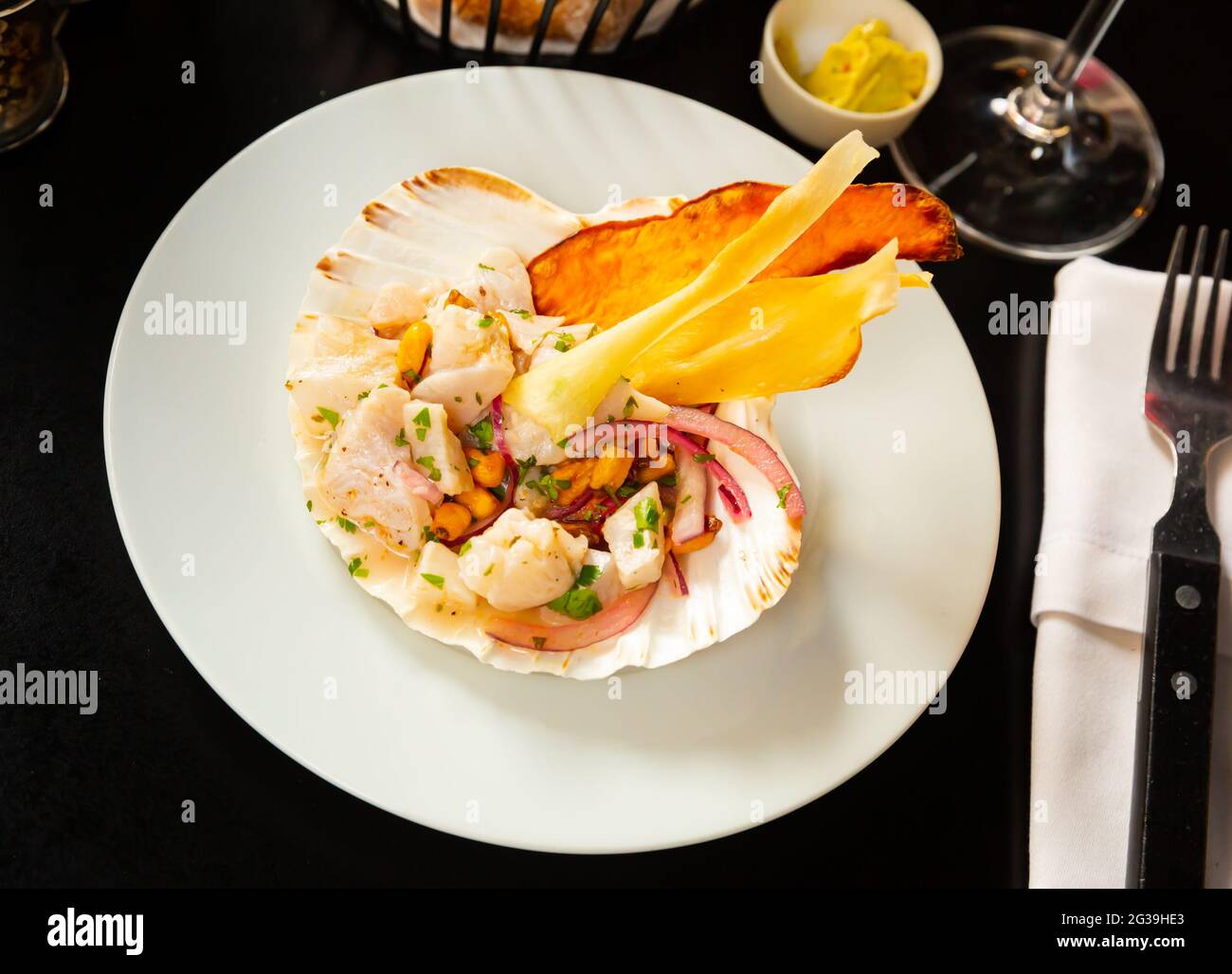 Seeviche Closeup savory fish dish hi-res stock photography and images - Alamy