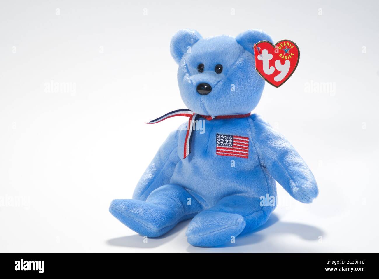 Photo of Beanie Babie named America. This bear was dedicated to those who lost their lives in the infamous attack on America September 11, 2001. All p Stock Photo