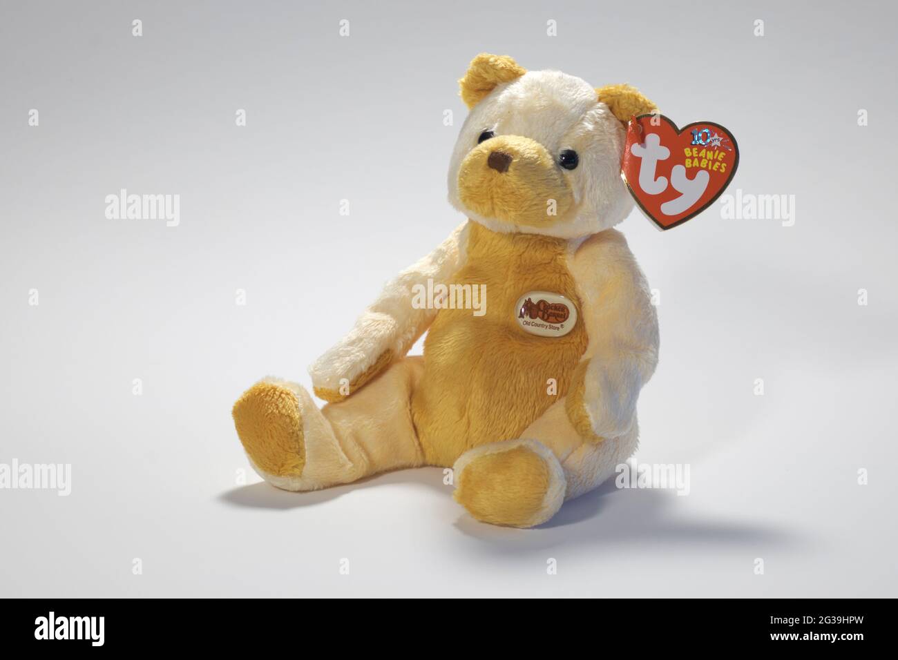 Photo of Beanie Baby named Cornbread, designed exclusively for Cracker Barrel Old Country Store. Date of birth July 3, 2003. Stock Photo