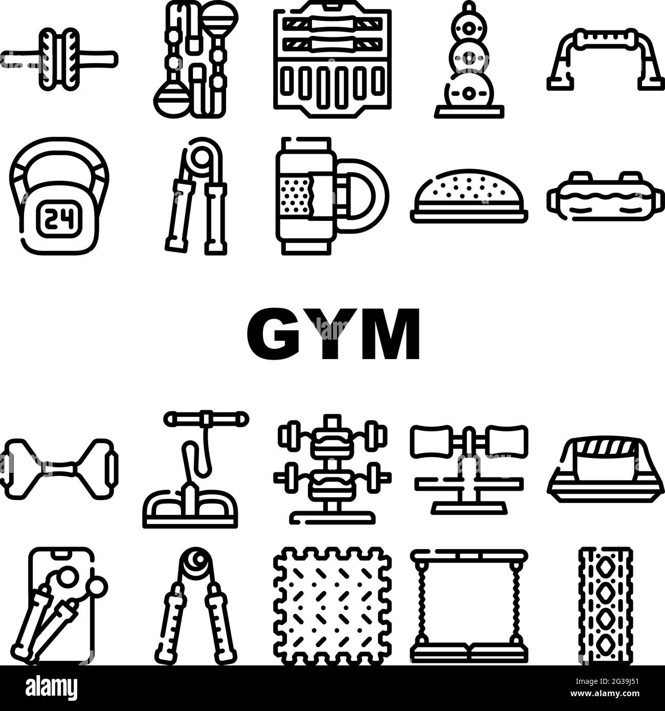 Home Gym Equipment Collection Icons Set Vector Stock Vector Image & Art