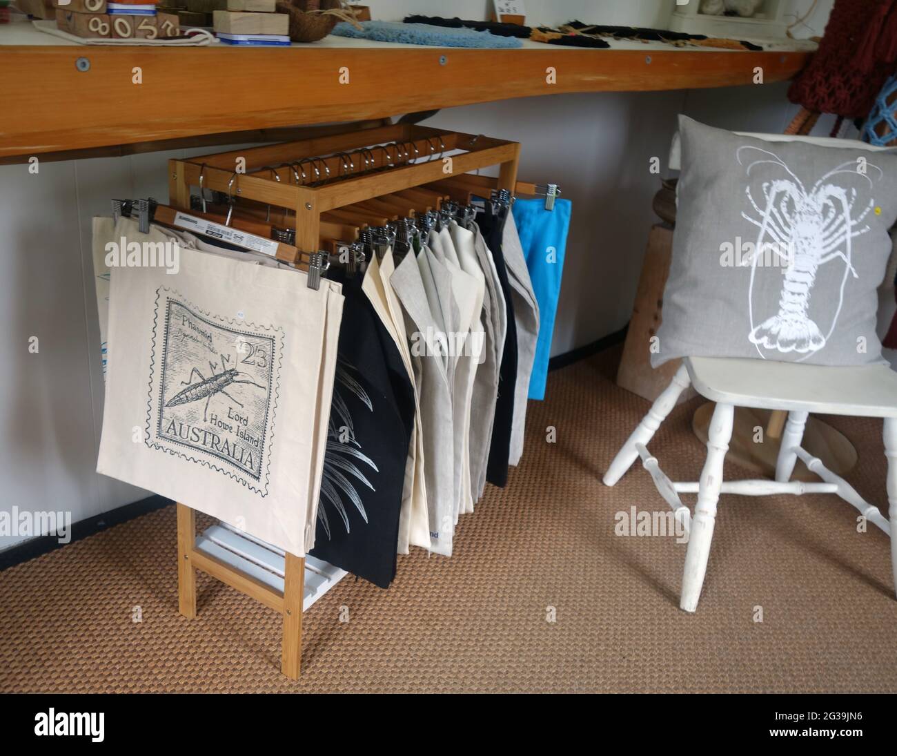 Locally designed and made products for sale in shop, Lord Howe Island, NSW, Australia. No PR Stock Photo