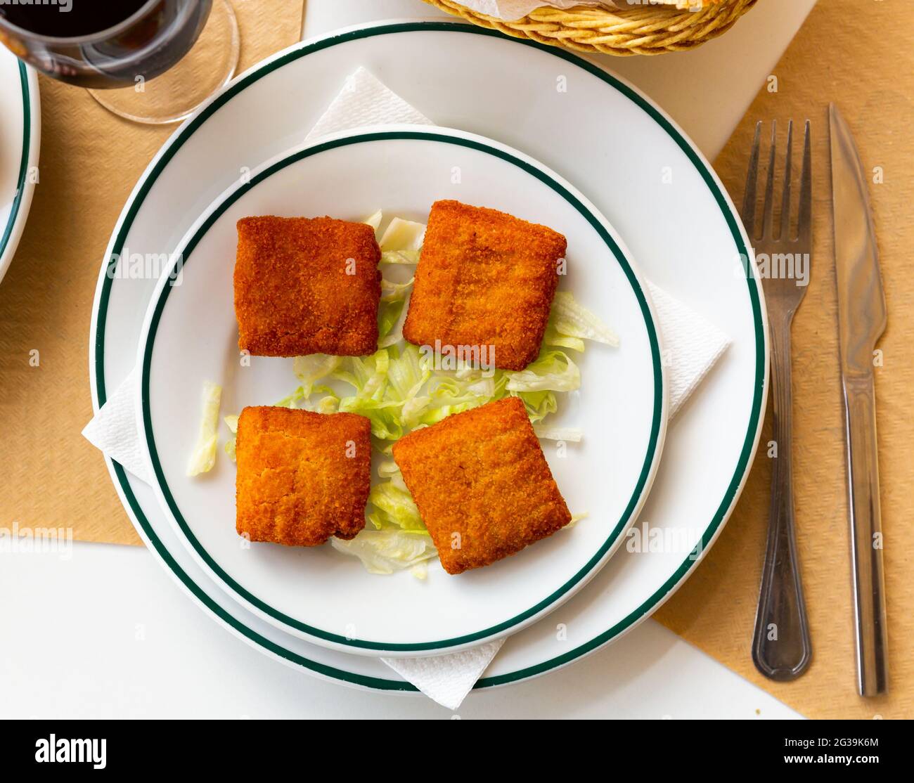 San Jacobo, fried cheese and ham, typical Spanish food Stock Photo Alamy