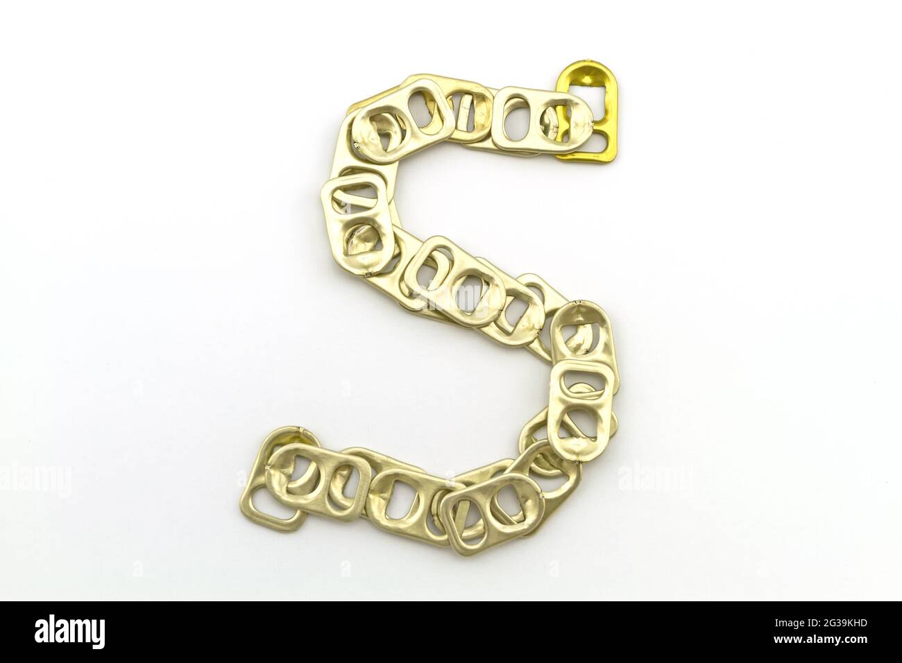Alphabet  of S stack from  ring pull aluminum of cans on white background Stock Photo