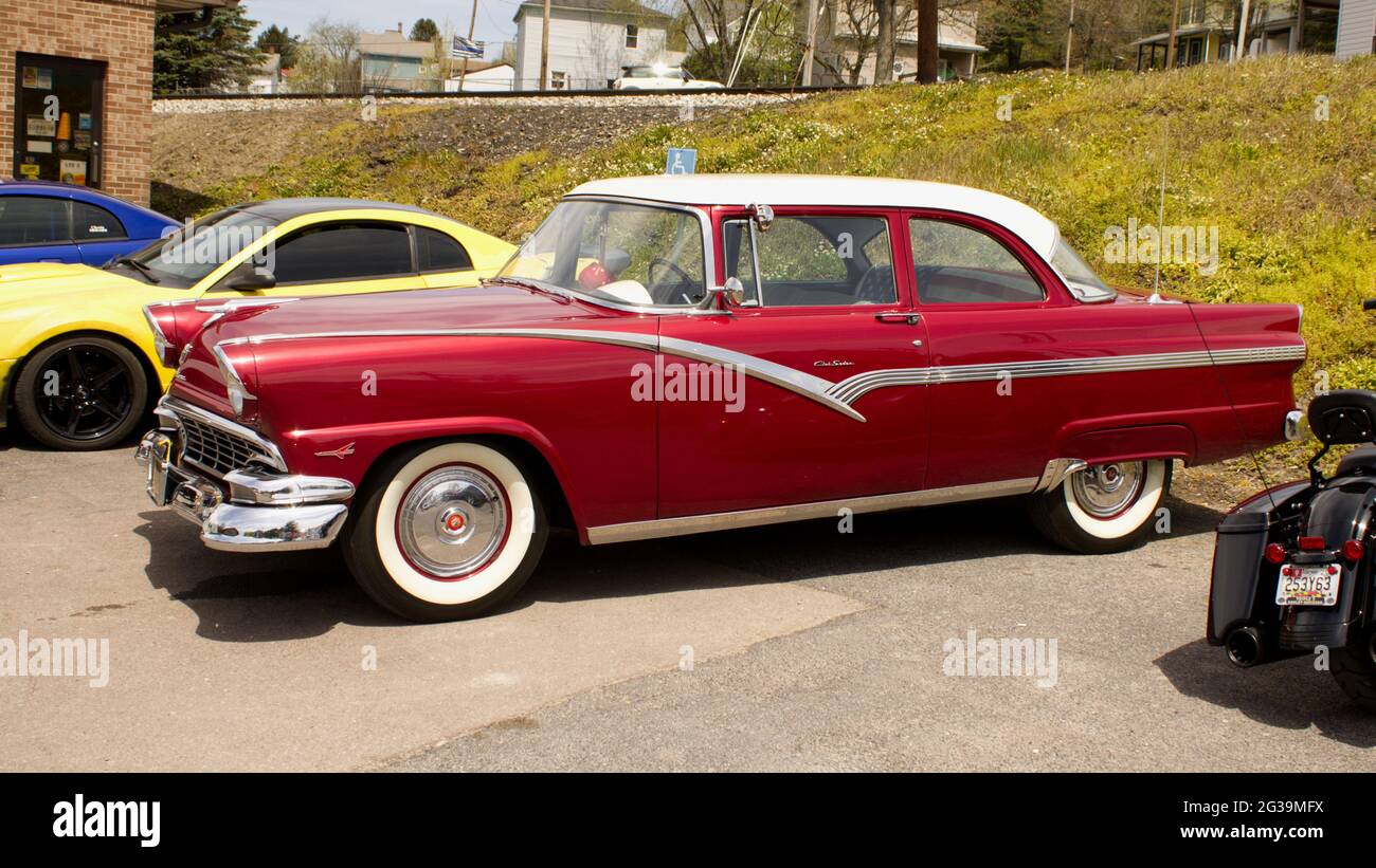 A Side View of a 1956 Ford Stock Photo