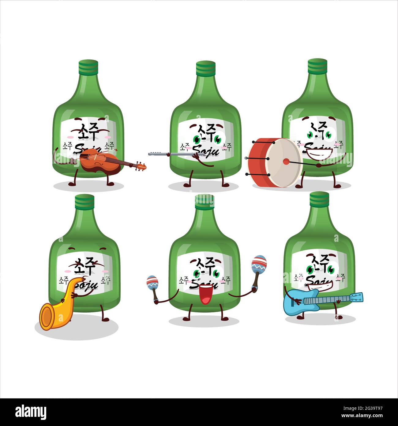 Cartoon character of soju playing some musical instruments. Vector ...