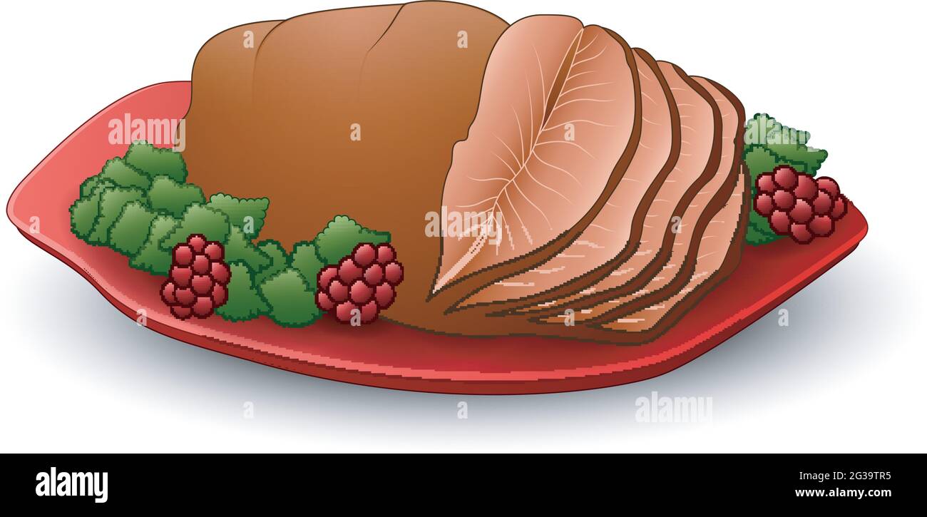 Fish meat on red plate isolated white background Stock Vector Image ...