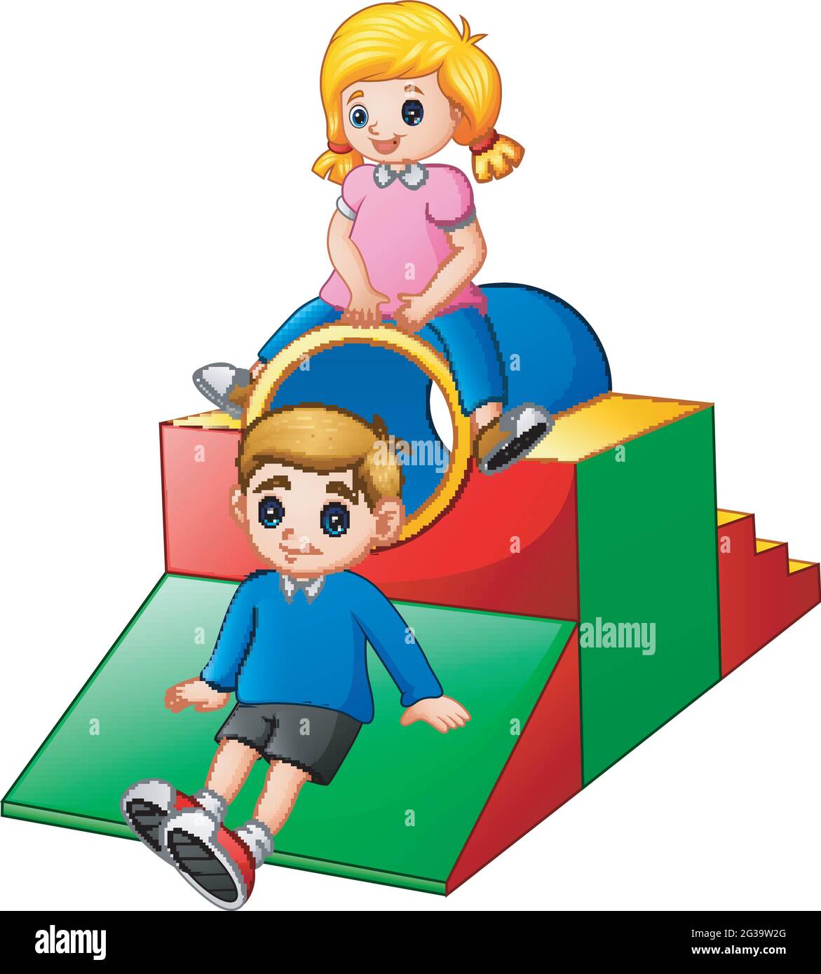 Boy and girl playing in the playground Stock Vector Image & Art - Alamy