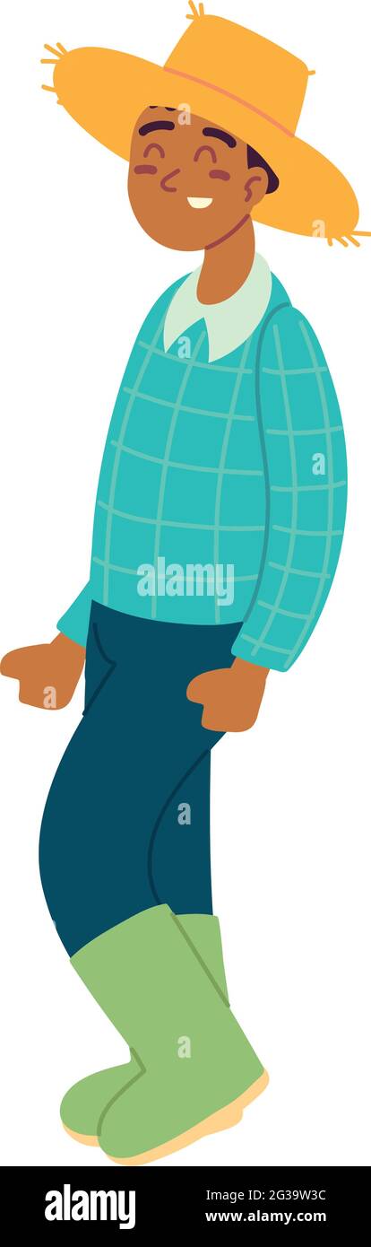 farmer with straw hat Stock Vector Image & Art - Alamy