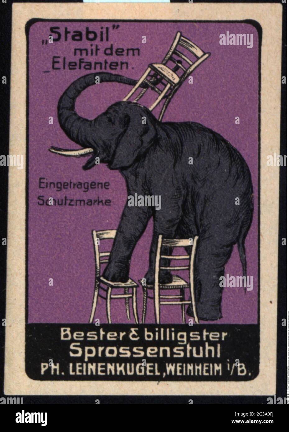 advertising, poster stamps, furniture, 'Ph. Leinenkugel' chairs, Weinheim, circa 1910, ADDITIONAL-RIGHTS-CLEARANCE-INFO-NOT-AVAILABLE Stock Photo