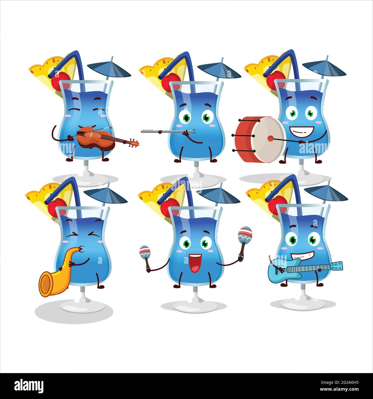 Blue Cartoon Instruments Cartoon character of blue hawaii playing some musical instruments ...