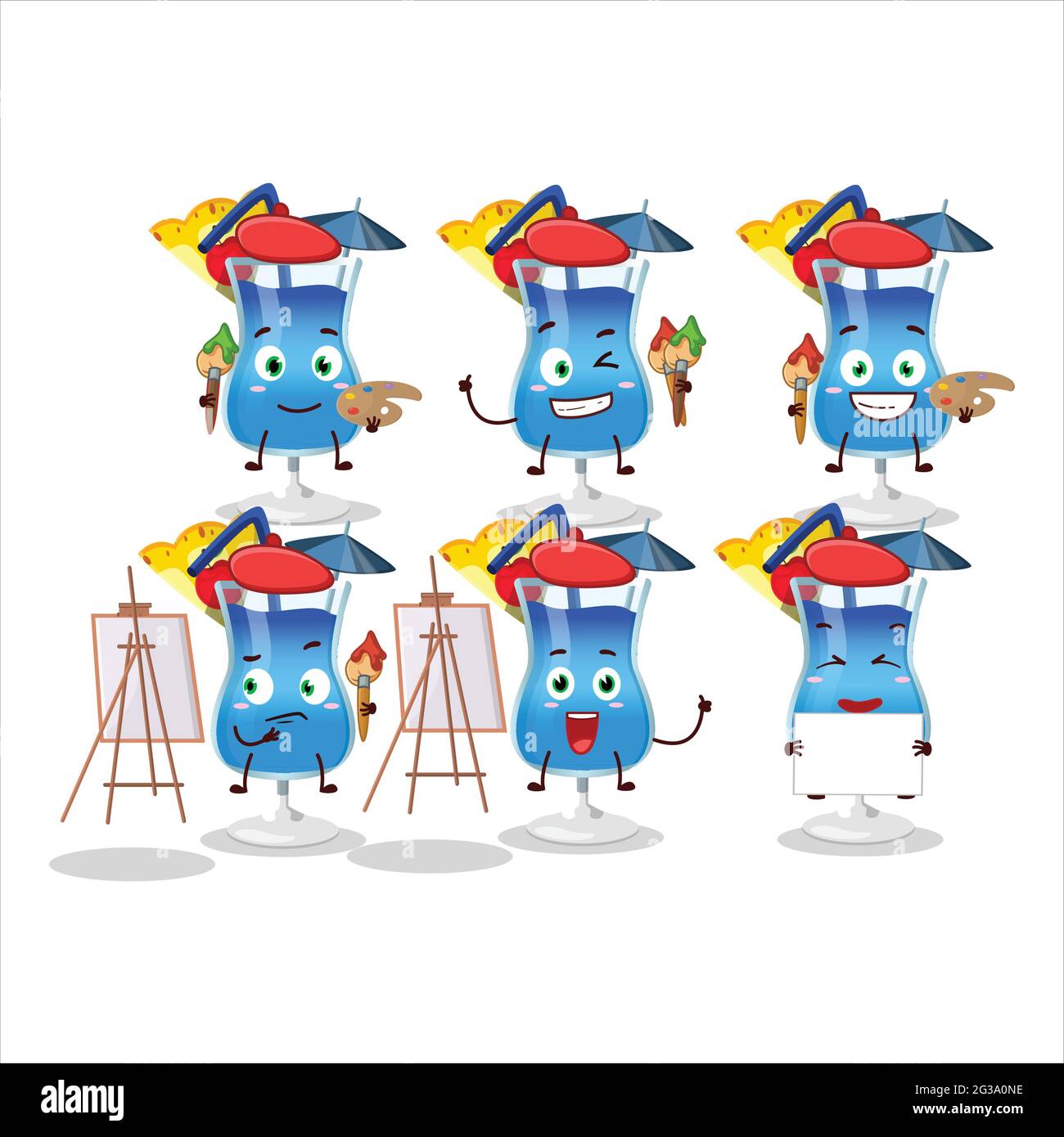 Artistic Artist of blue hawaii cartoon character painting with a brush ...