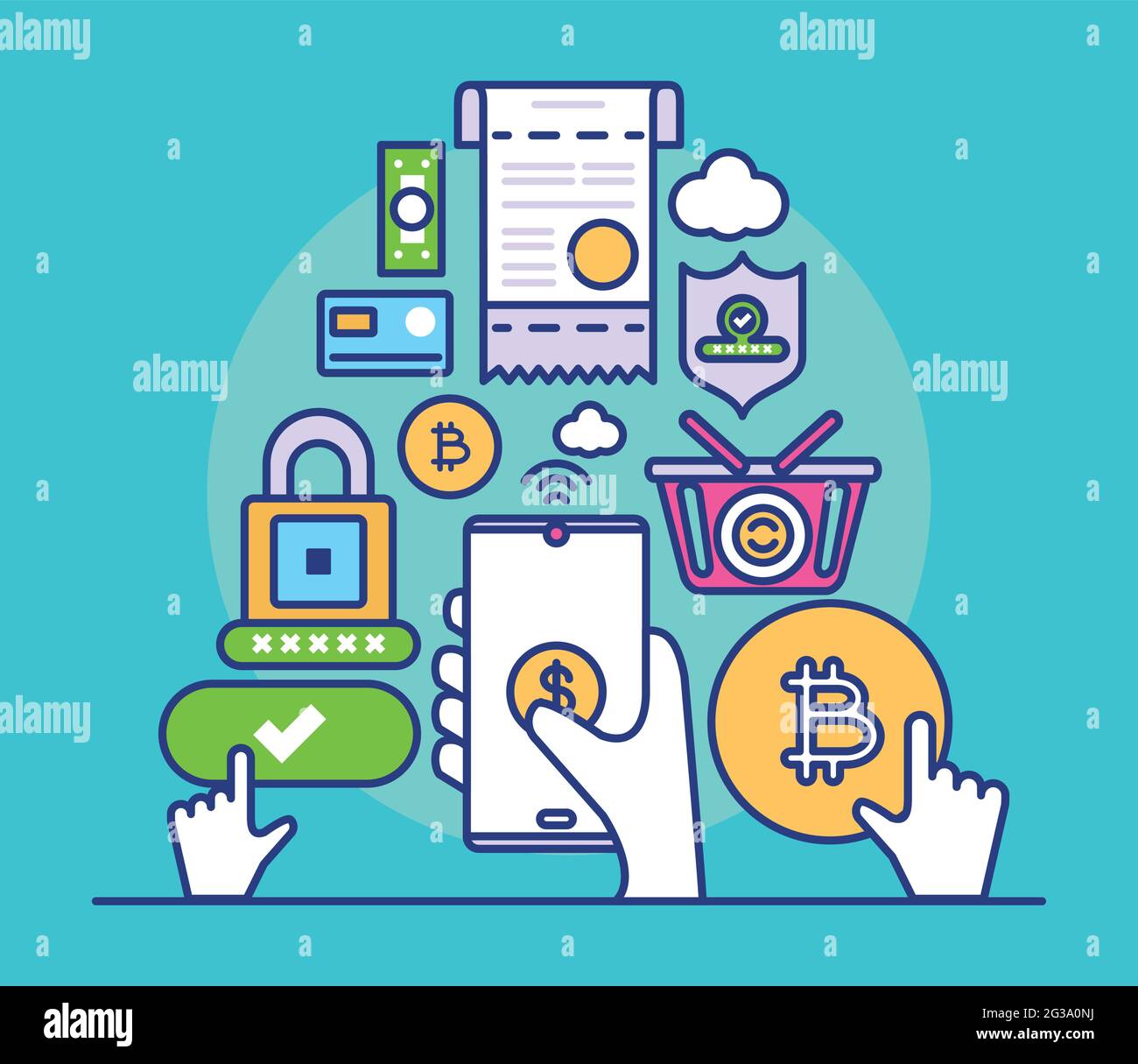 online payment and shopping Stock Vector