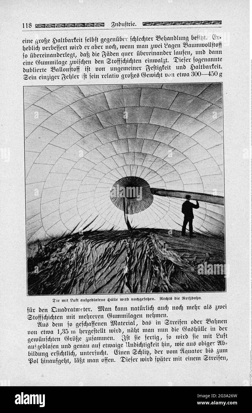 industry, aviation industry, company August Riedinger, Augsburg, fabrication of balloons, ADDITIONAL-RIGHTS-CLEARANCE-INFO-NOT-AVAILABLE Stock Photo