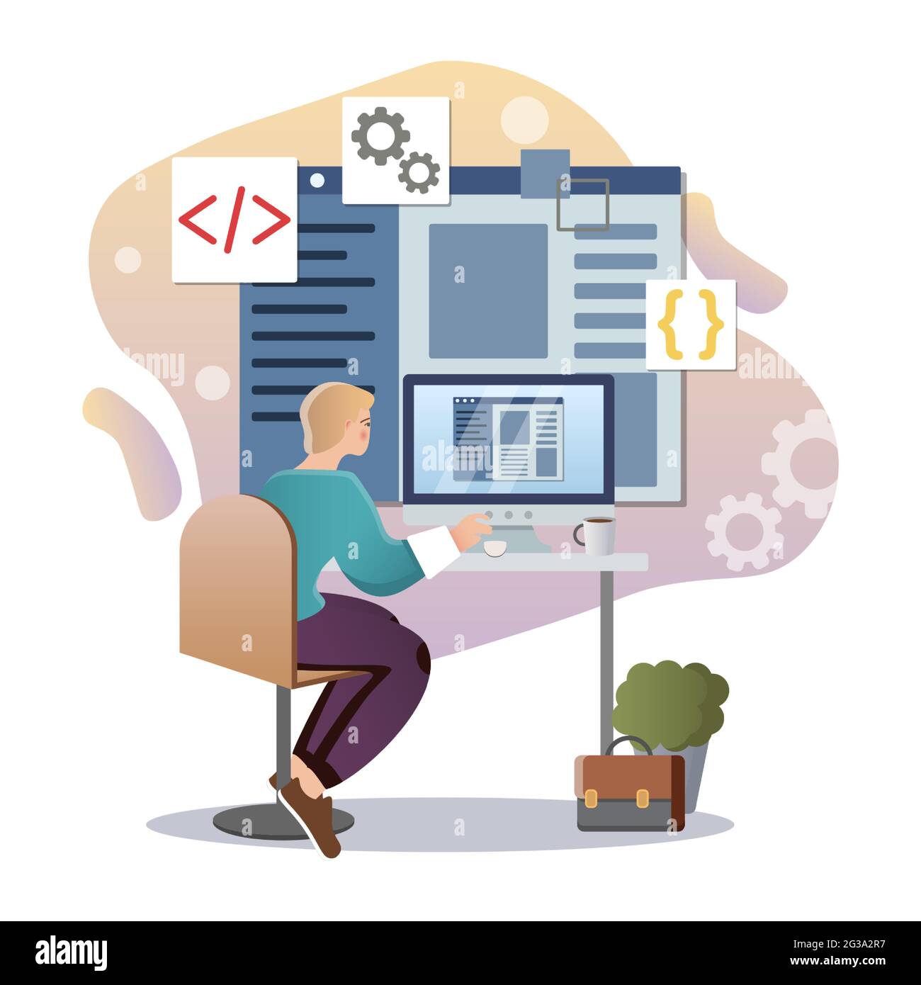 Software Development. Isolated flat style colored illustration. Cloud ...
