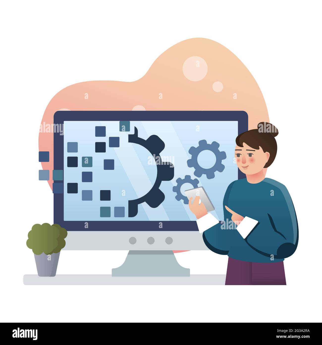 Digital Transformation. Isolated flat style colored illustration. Cloud ...