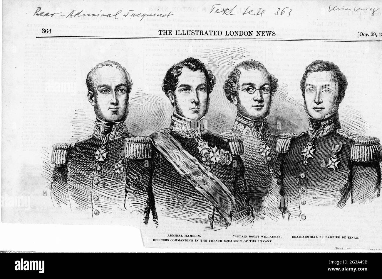 Crimean War 1853 - 1856, commanding officers of the French squadron in the Levant, ADDITIONAL-RIGHTS-CLEARANCE-INFO-NOT-AVAILABLE Stock Photo