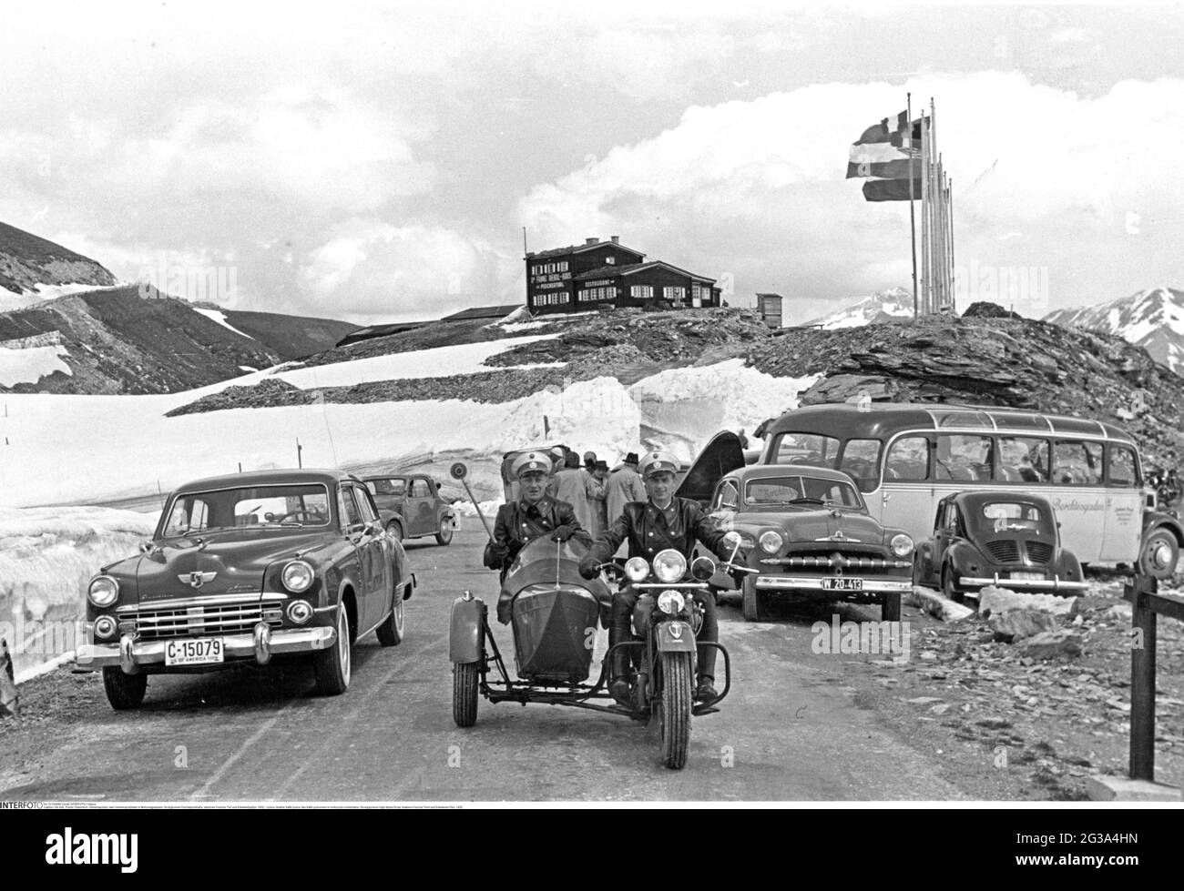 police, Austria, traffic police, two traffic policemen in motorcycle combination, ADDITIONAL-RIGHTS-CLEARANCE-INFO-NOT-AVAILABLE Stock Photo