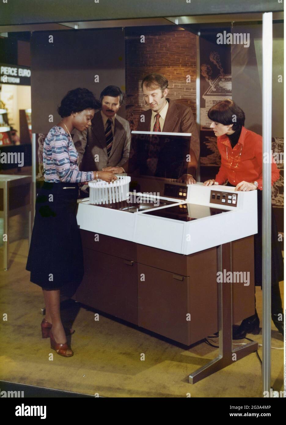 trade, trade fairs, booth of the Union Carbide Deutschland GmbH, circa 1970, ADDITIONAL-RIGHTS-CLEARANCE-INFO-NOT-AVAILABLE Stock Photo