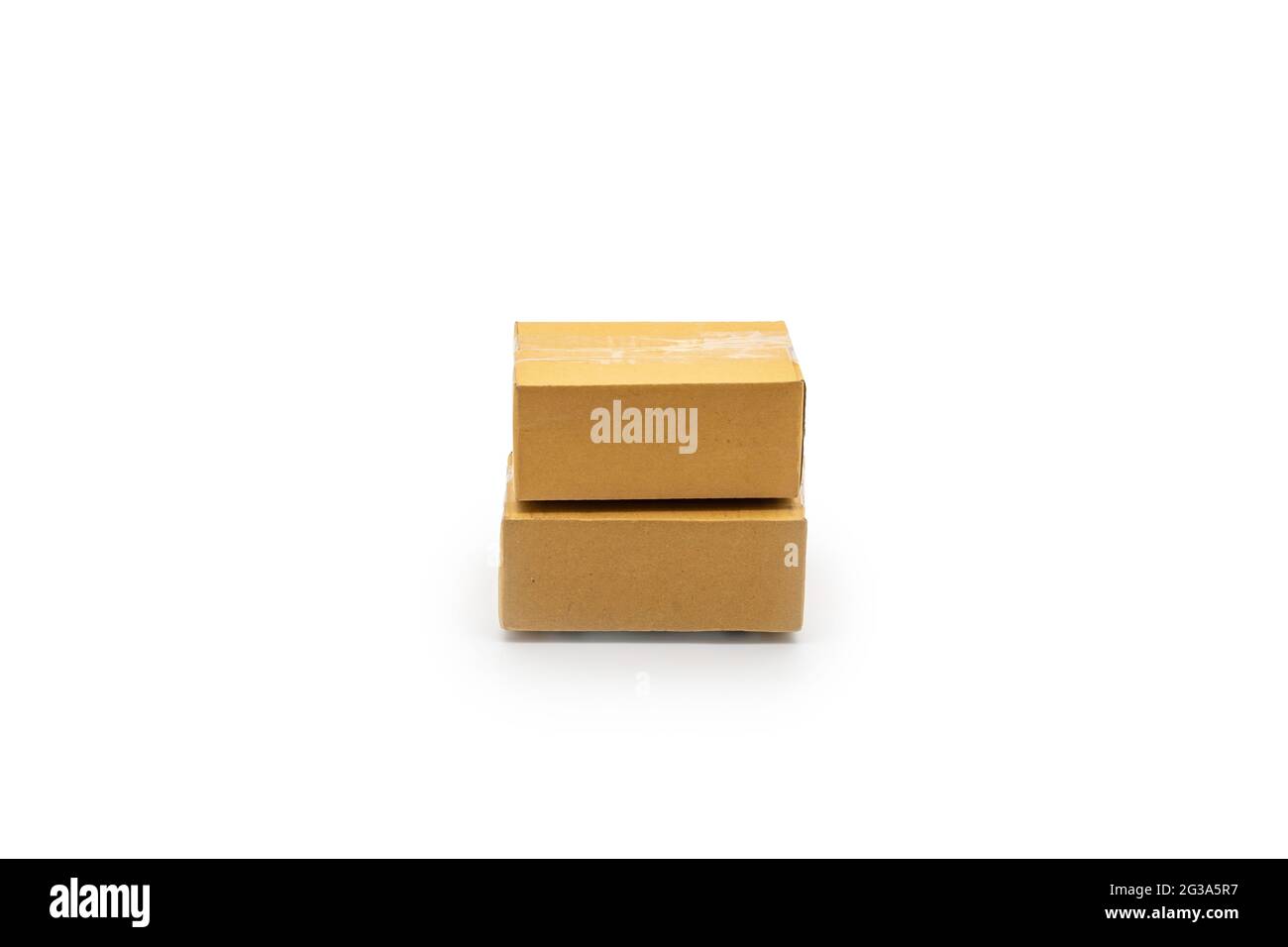 Isolated two brown paper boxes Postal Package from shopping online, is  delivered to the buyer. It's shot in the studio light in front of white  backgro Stock Photo - Alamy