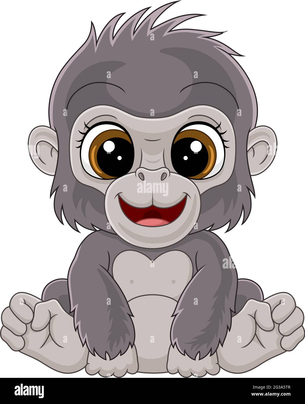 Cartoon Cute Baby Gorilla Sitting Stock Vector Image Art Alamy