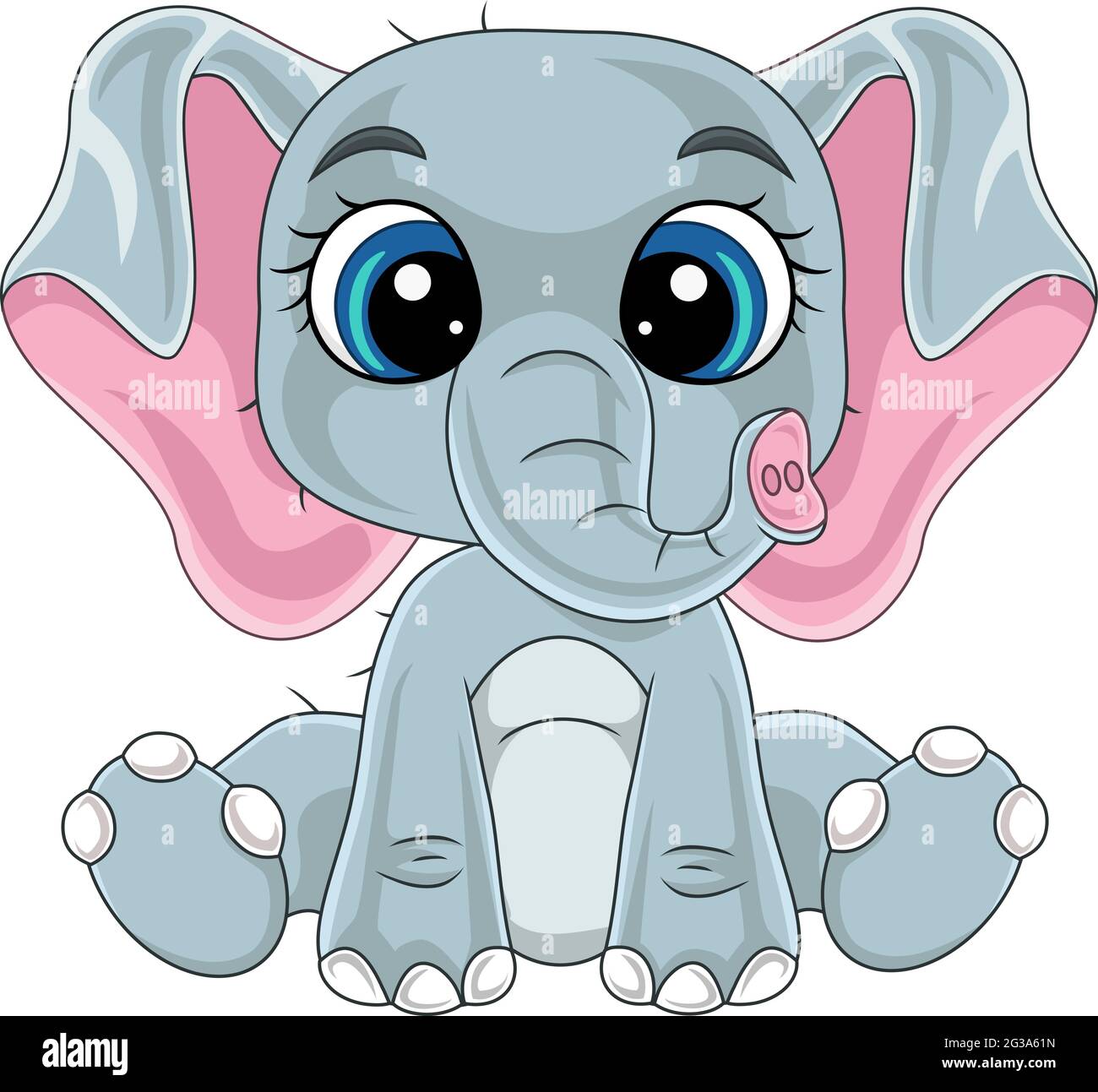 Cartoon cute baby elephant sitting Stock Vector Image & Art - Alamy