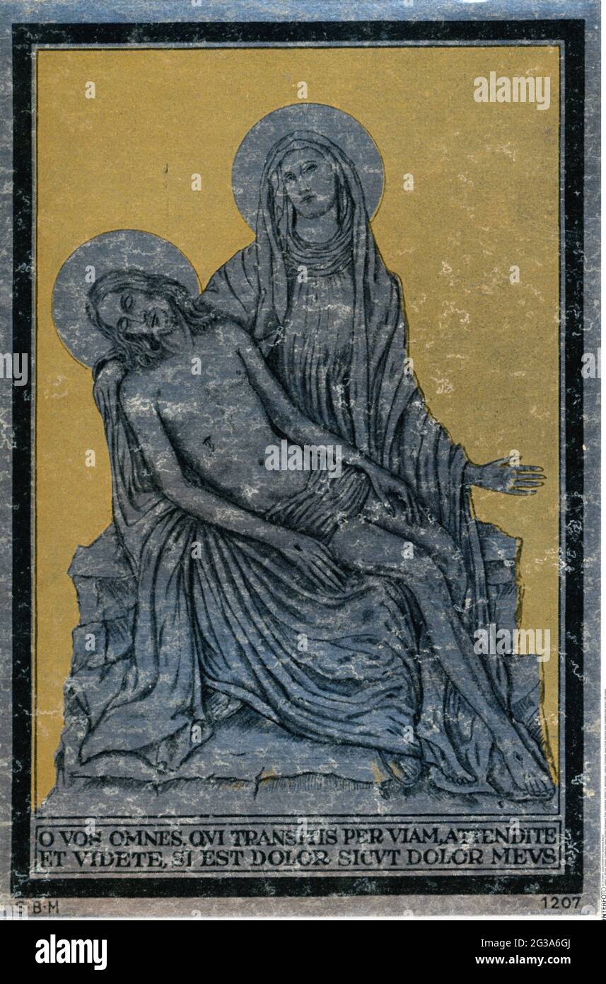 religion, Christianity, Jesus Christ, interment, pieta, metallated votive picture, 19th century, ADDITIONAL-RIGHTS-CLEARANCE-INFO-NOT-AVAILABLE Stock Photo
