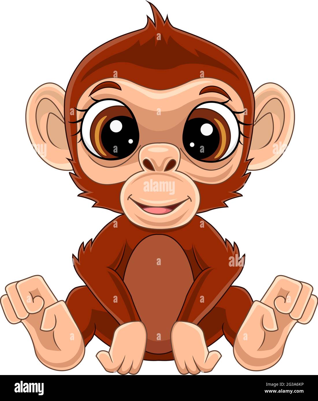 Cartoon Cute Baby Monkey Sitting Stock Vector Image Art Alamy