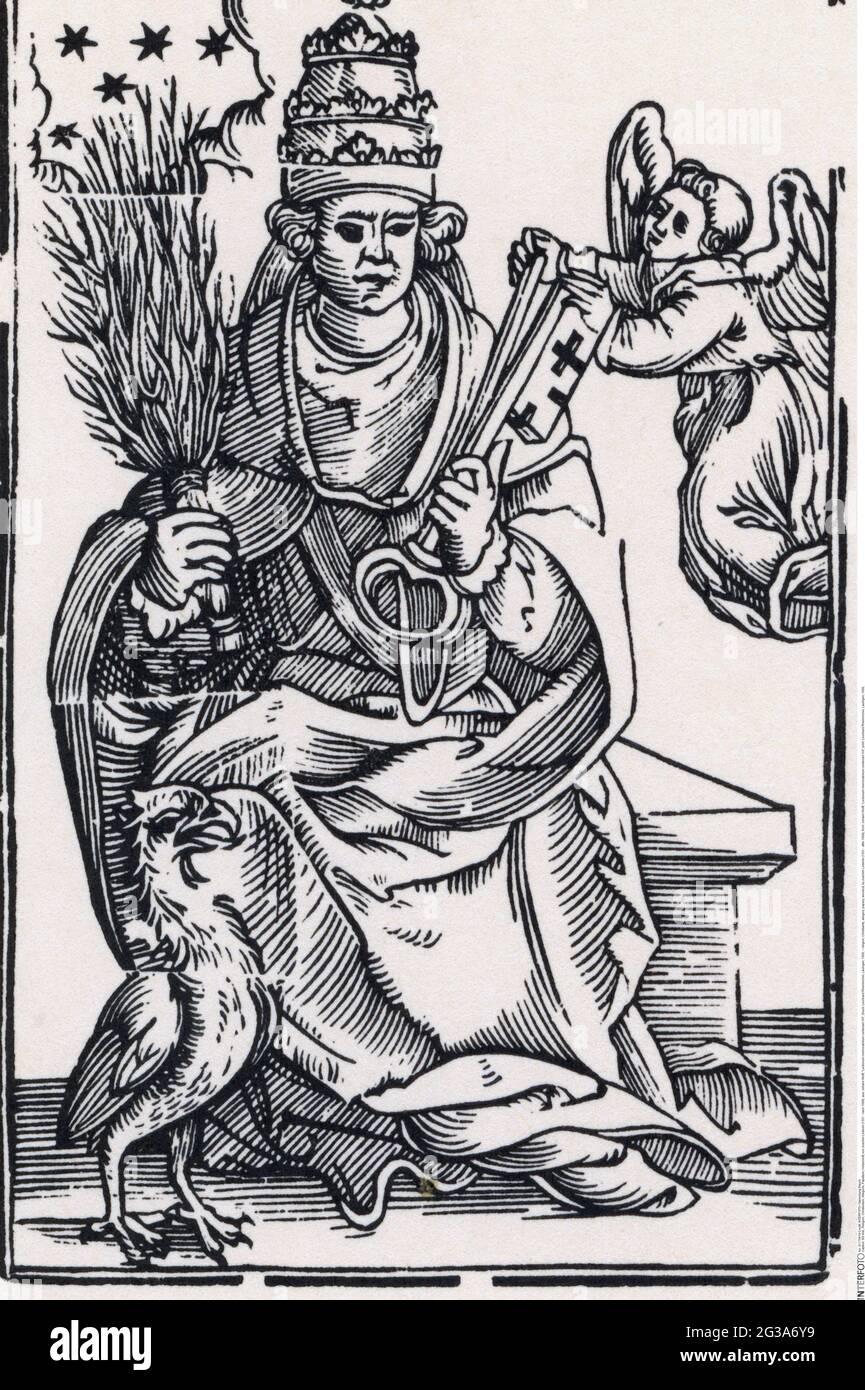 religion, Christianity, allegory, papacy, woodcut, by Joachim Lederlin (1551 - after 1608), ARTIST'S COPYRIGHT HAS NOT TO BE CLEARED Stock Photo