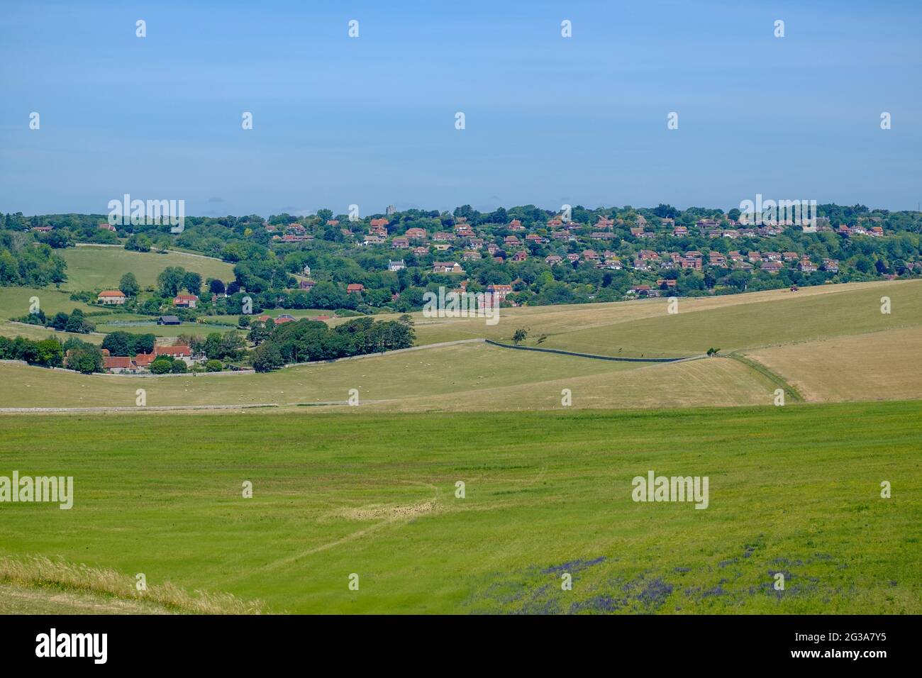 Farm land and suburban houses as seen from Beachy Head, Eastbourne East