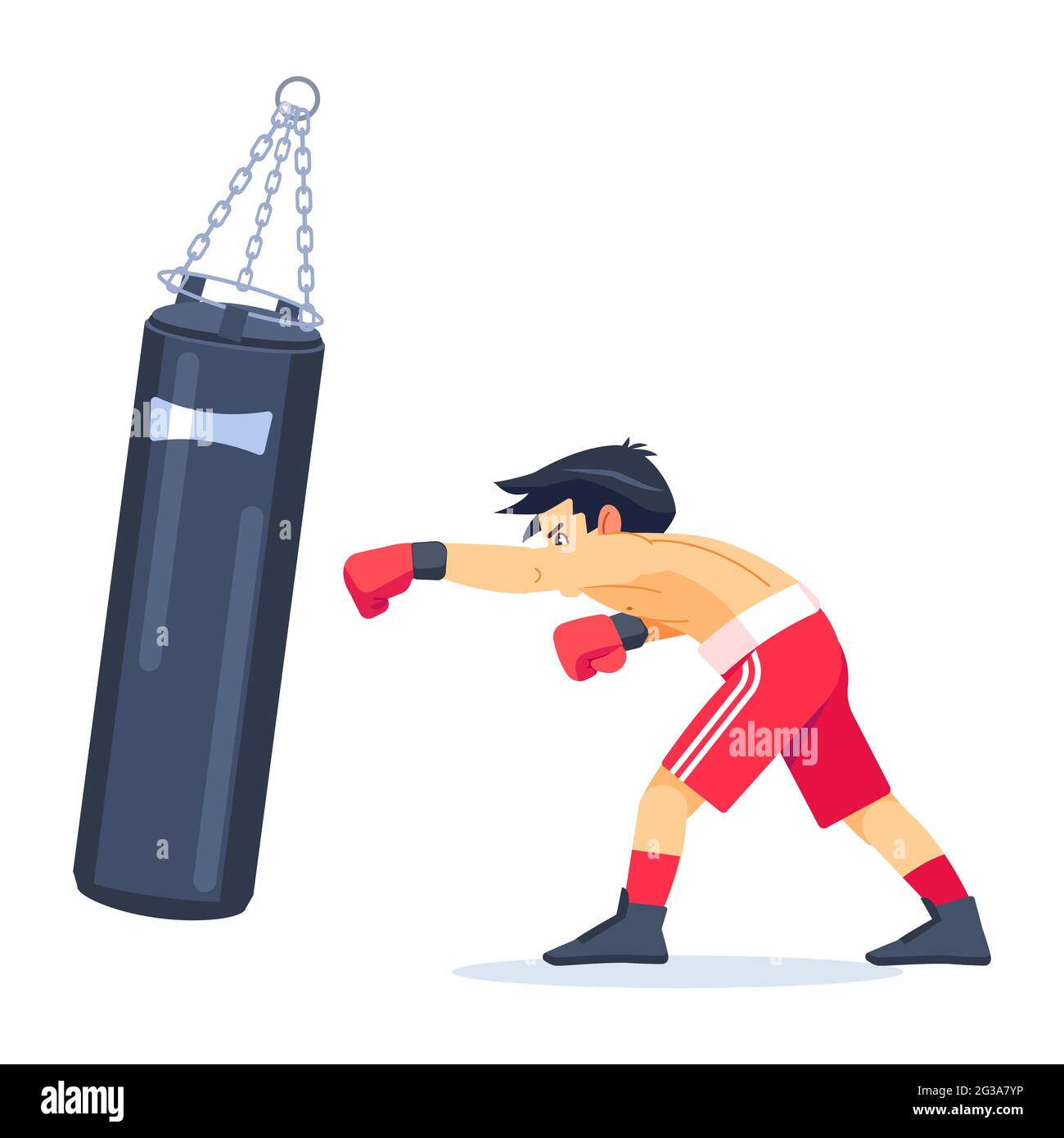 Young professional boxer with big bags of sand Boxing, exercising. Fitness,  sport, exercise, will power and the concept of lifestyle. Cartoon vector  Stock Vector Image & Art - Alamy