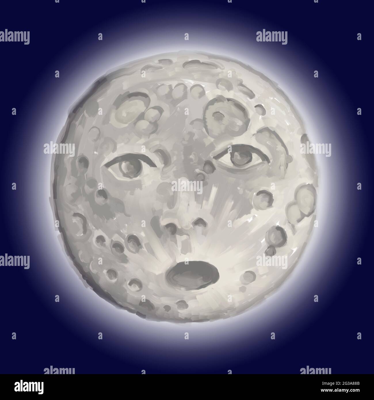 Drawing of the moon, freehand illustration Stock Photo