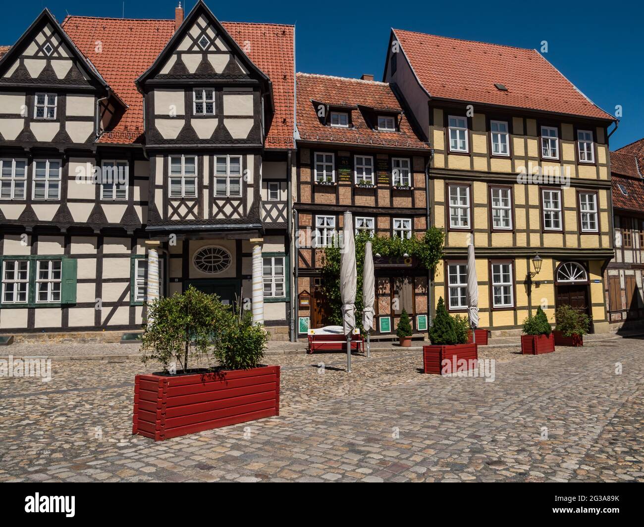 Halftimbered houses in the town of Quedlinburg in the Harz Mountains