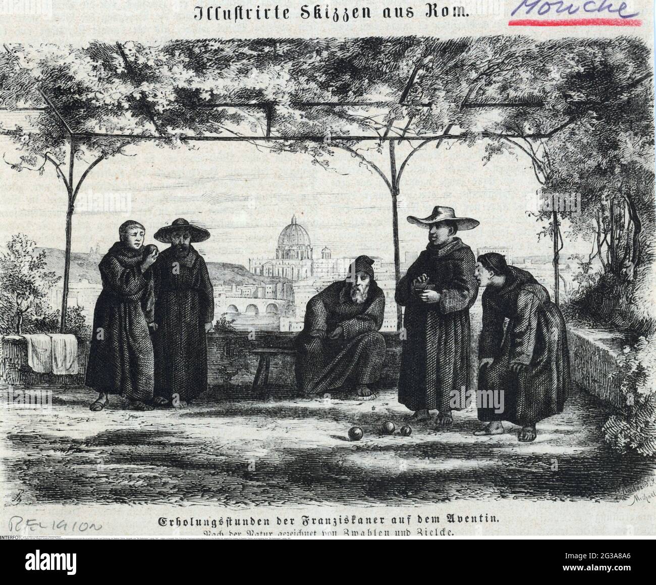 religion, ecclesiastic Order, Franciscan, Franciscan monks playing bocce on the Aventine Hill, ARTIST'S COPYRIGHT HAS NOT TO BE CLEARED Stock Photo